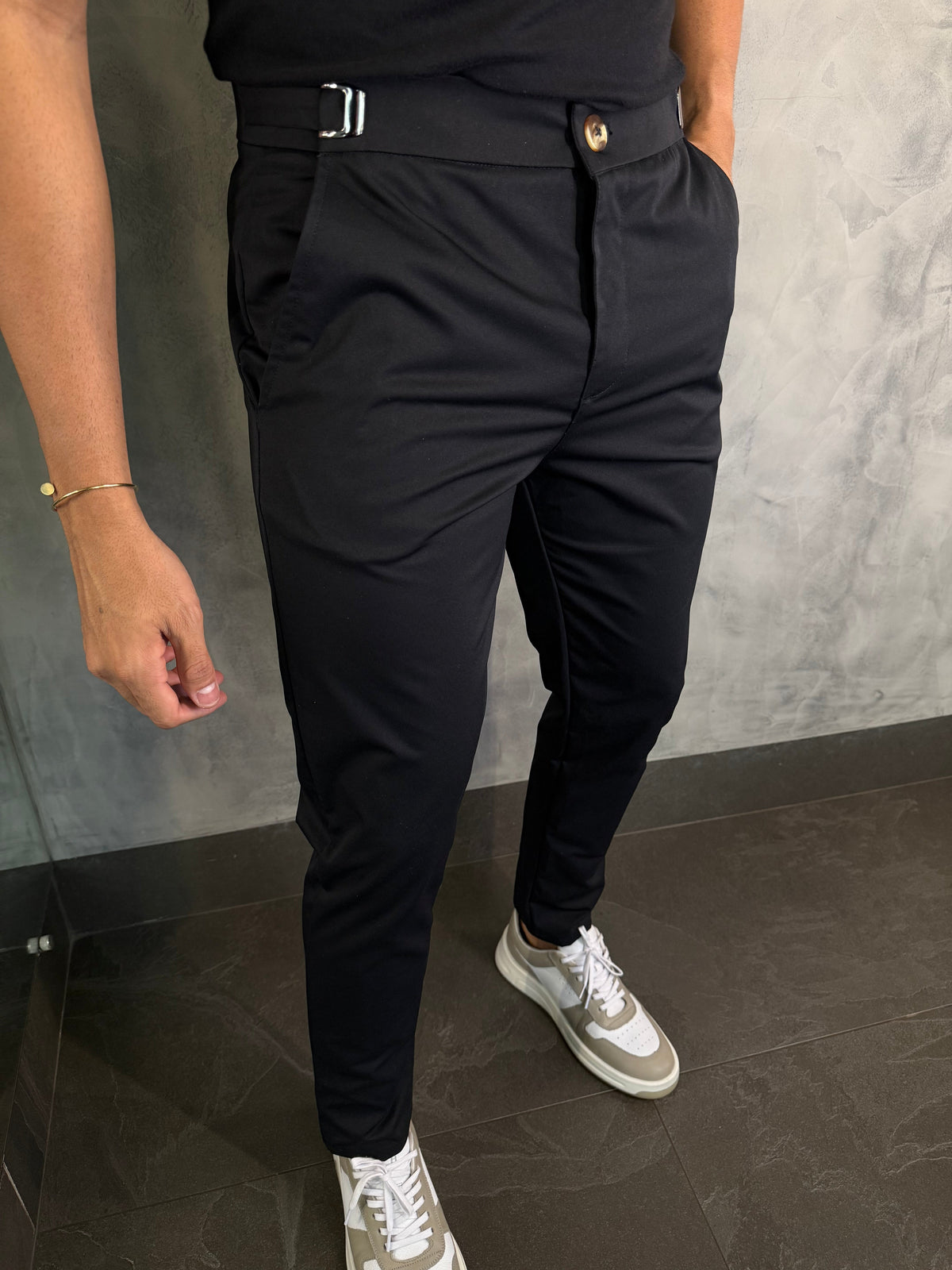 Calça Alf. Mônaco Ajuste Catraca Ponto H Preto