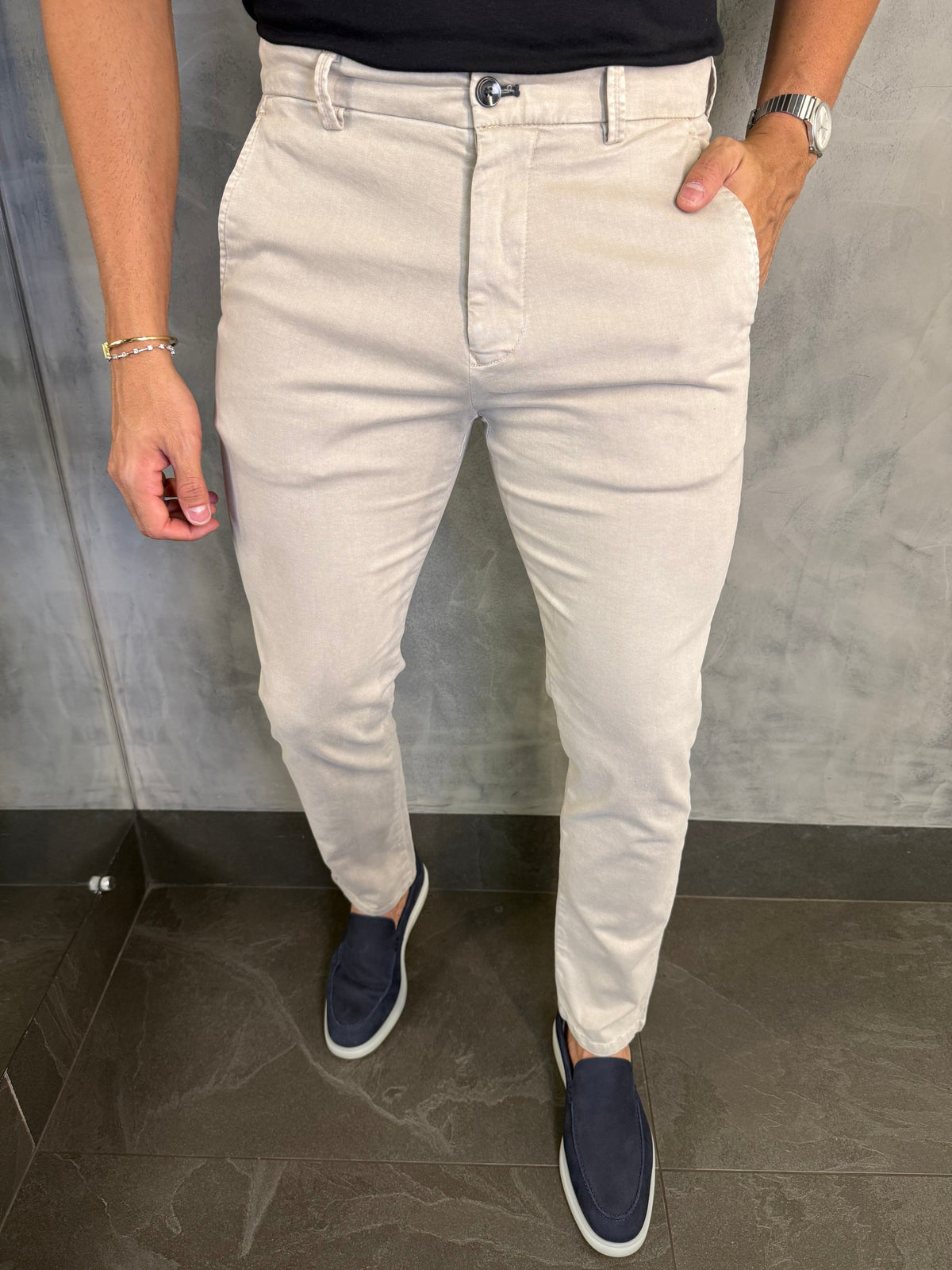Calça Alf Sarja Comfort Skinny Ponto H Creme