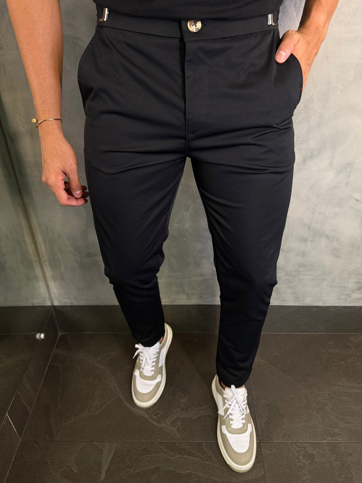Calça Alf. Mônaco Ajuste Catraca Ponto H Preto