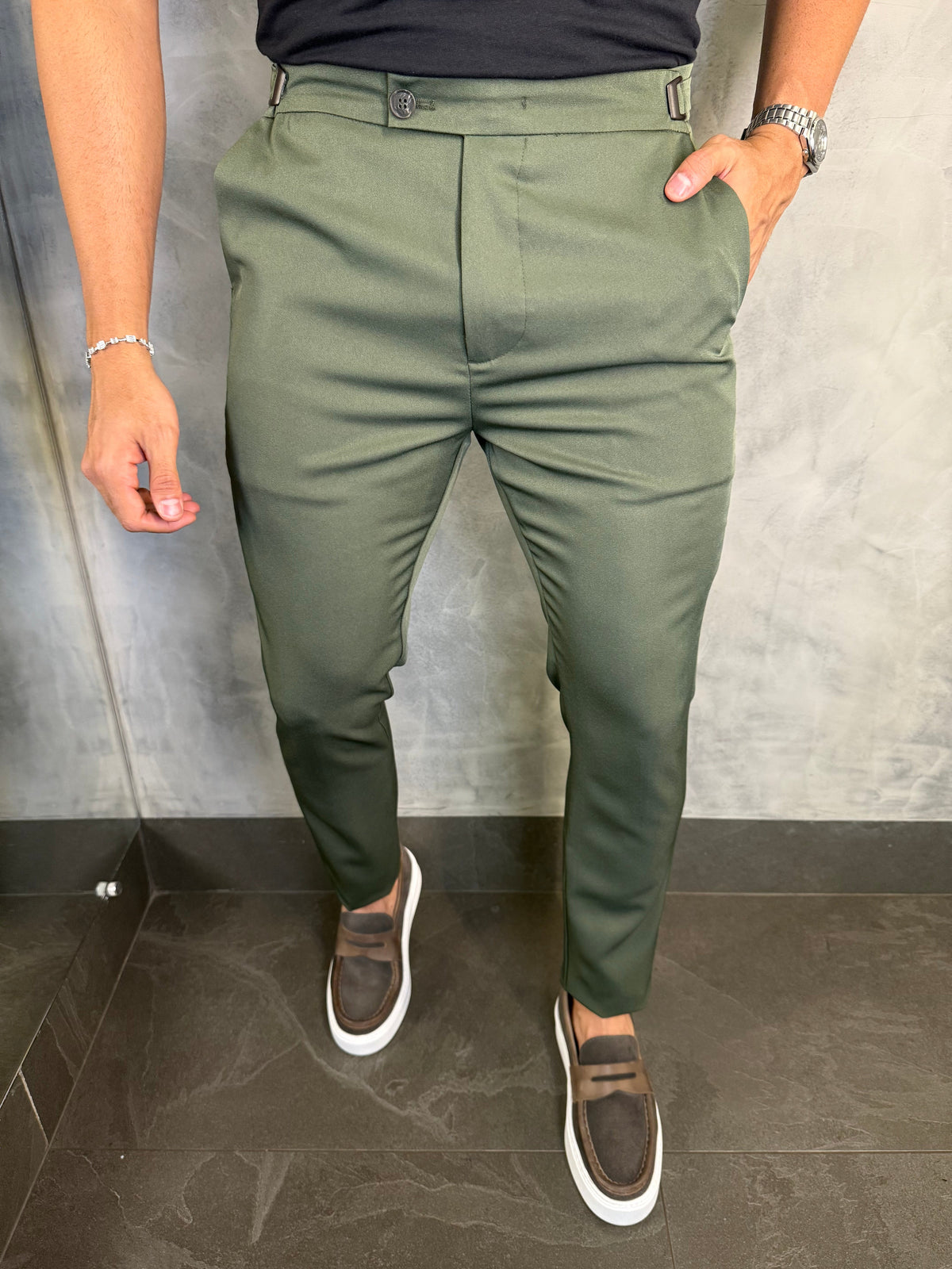 Calça Alf. Viena Ajuste Catraca Ponto H Verde Militar