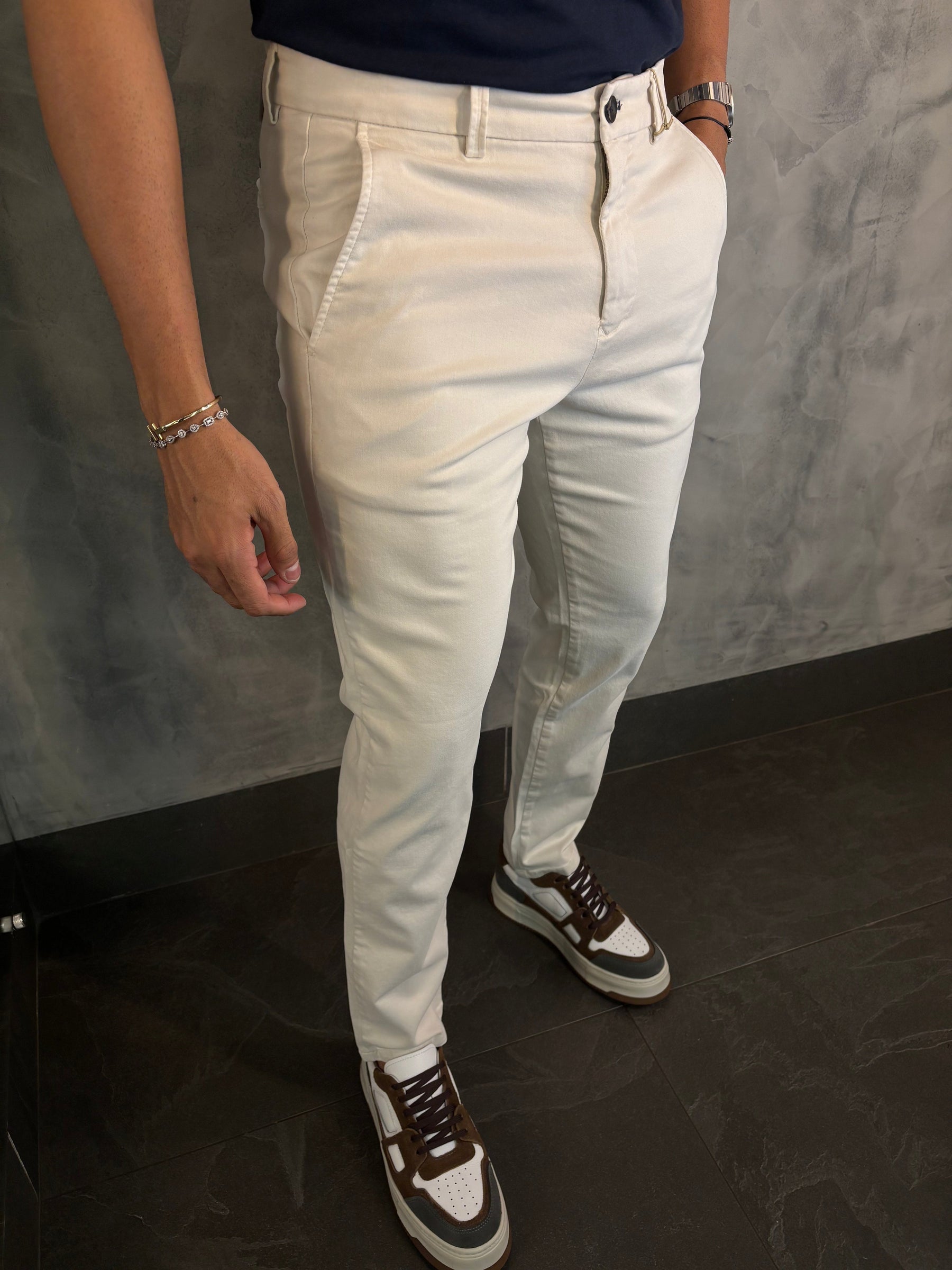 Calça Alf Sarja Comfort Skinny Ponto H Off White