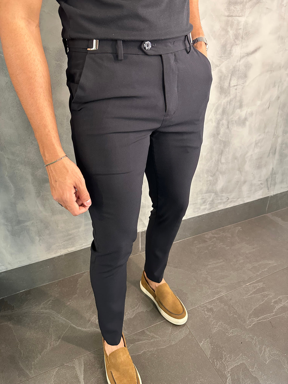 Calça Alf Atenas Ajuste Fivela Ponto H Preto