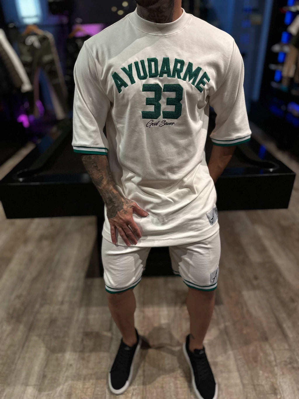 Conjunto Over Ayu 33 White/Green