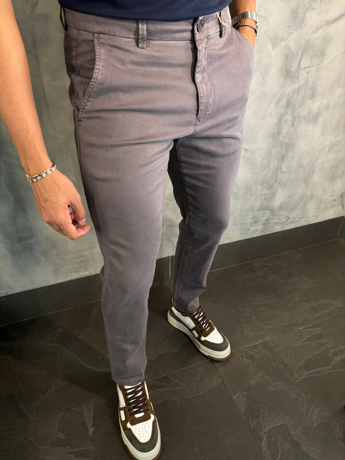 Calça Alf Sarja Comfort Skinny Ponto H Cimento