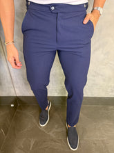 Calça Alfaiataria Skinny Com Ajuste Botão Elástico Ponto H Marinho