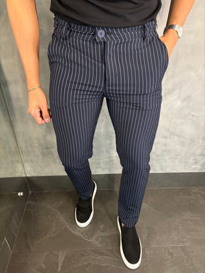 Calça Alf. Listrado Ponto H Marinho