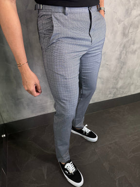 Calça Alfaiataria Slim Fivela Para Ajuste Mini Xadrez Barezy