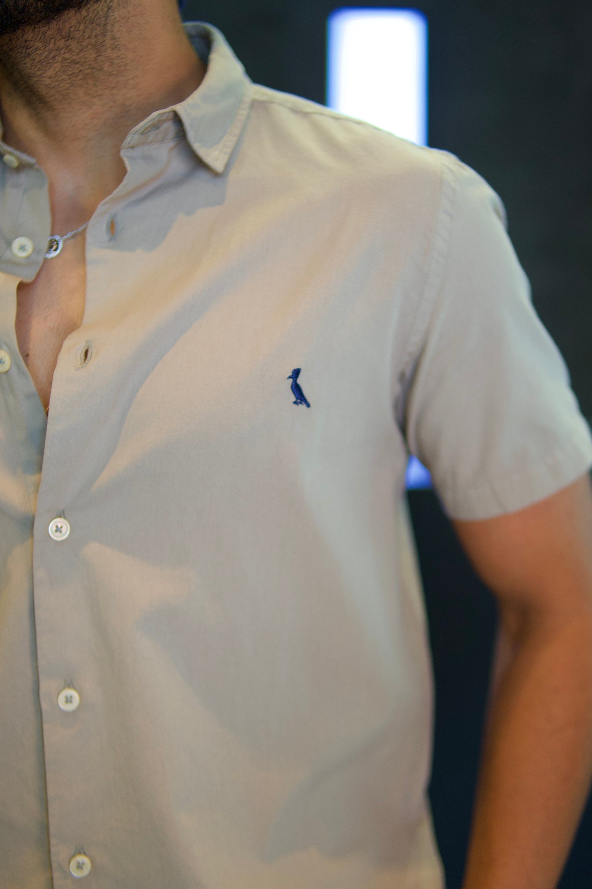 CAMISA M/C NOVA PARATY CONTRASTE RESERVA CINZA LUA