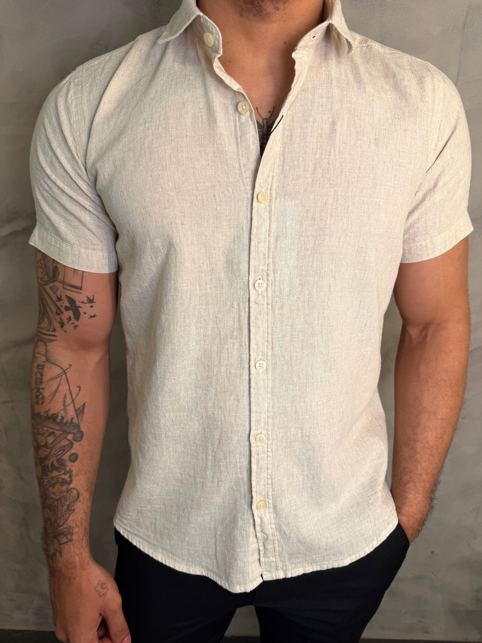 CAMISA M/C MARESIA PONTO H NATURAL