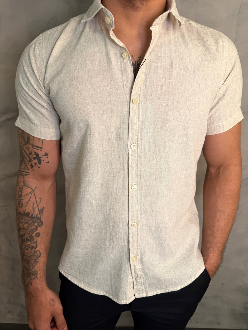 CAMISA M/C MARESIA PONTO H NATURAL