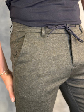 Calça Alf. Malha Slim C/ Cadarço Ponto H Verde Musgo