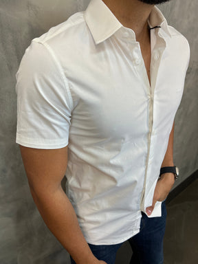 Camisa Social Elastano Slim M/C Kingejoe Branco