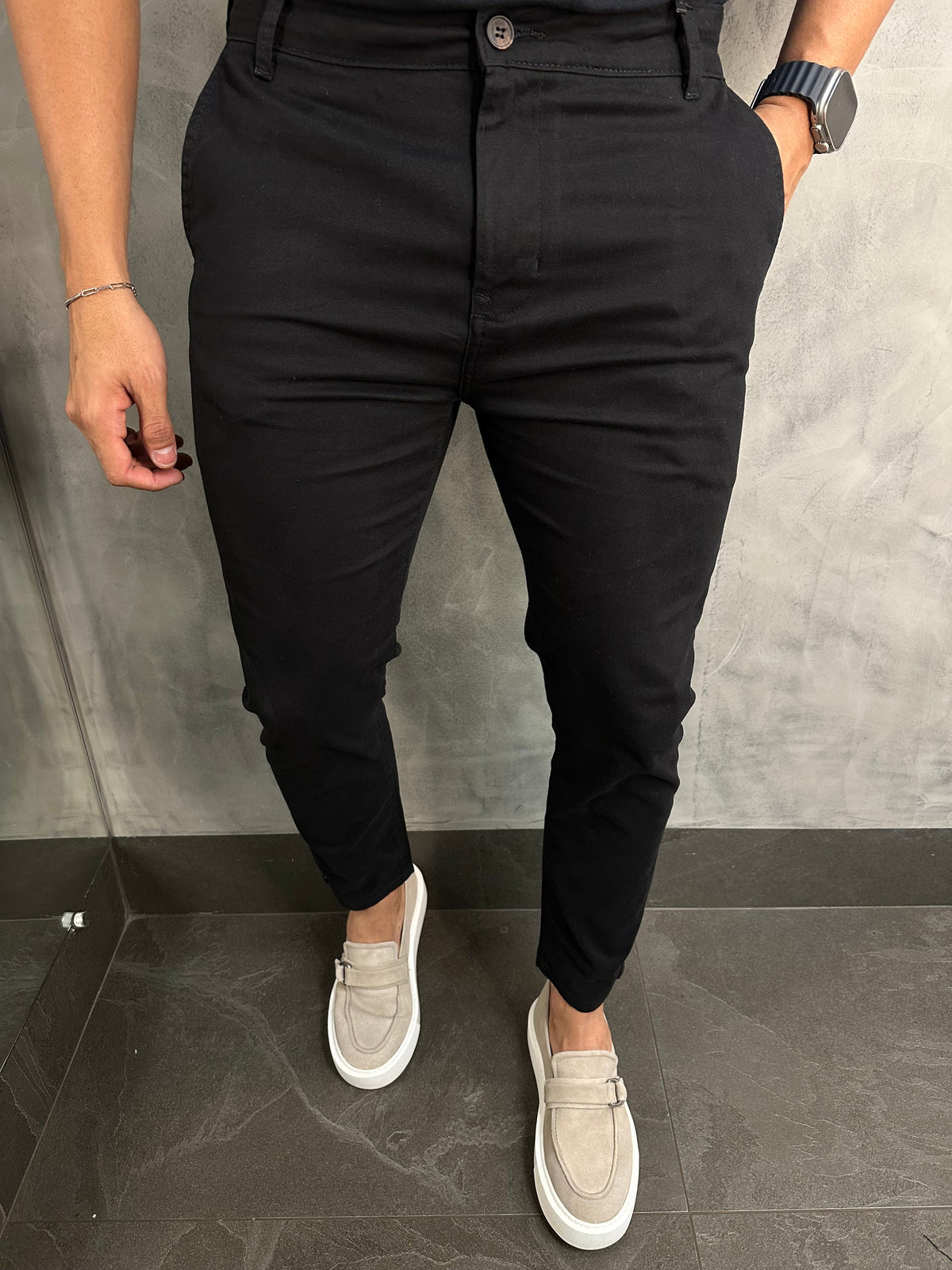 Calça Alf. Sarja Cropped Kingejoe Preto