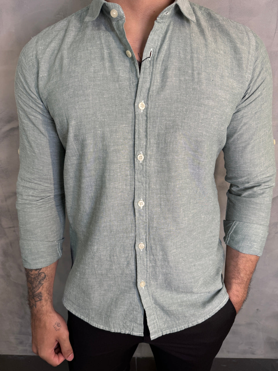 CAMISA M/L MARESIA PONTO H VERDE MENTA