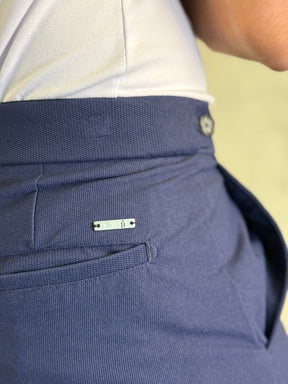 Calça Alfaiataria Skinny Com Ajuste Botão Elástico Ponto H Marinho