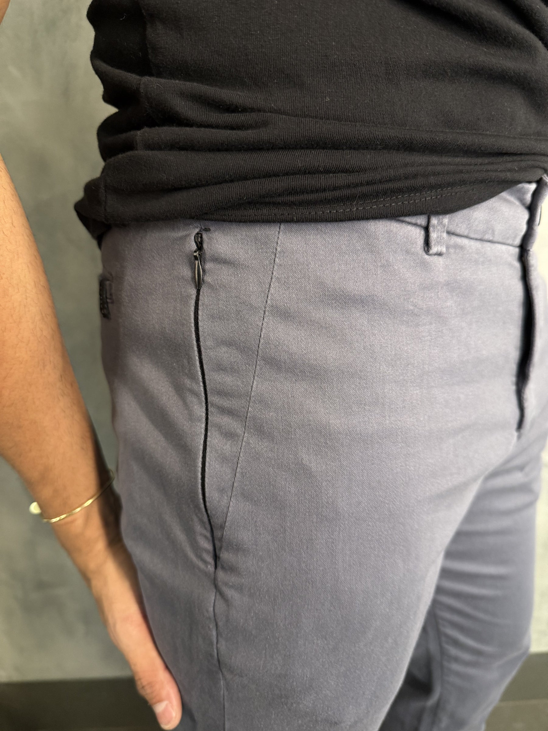 Calça Alf. Sarja Skinny Stretch Bolso Zíper Barezy