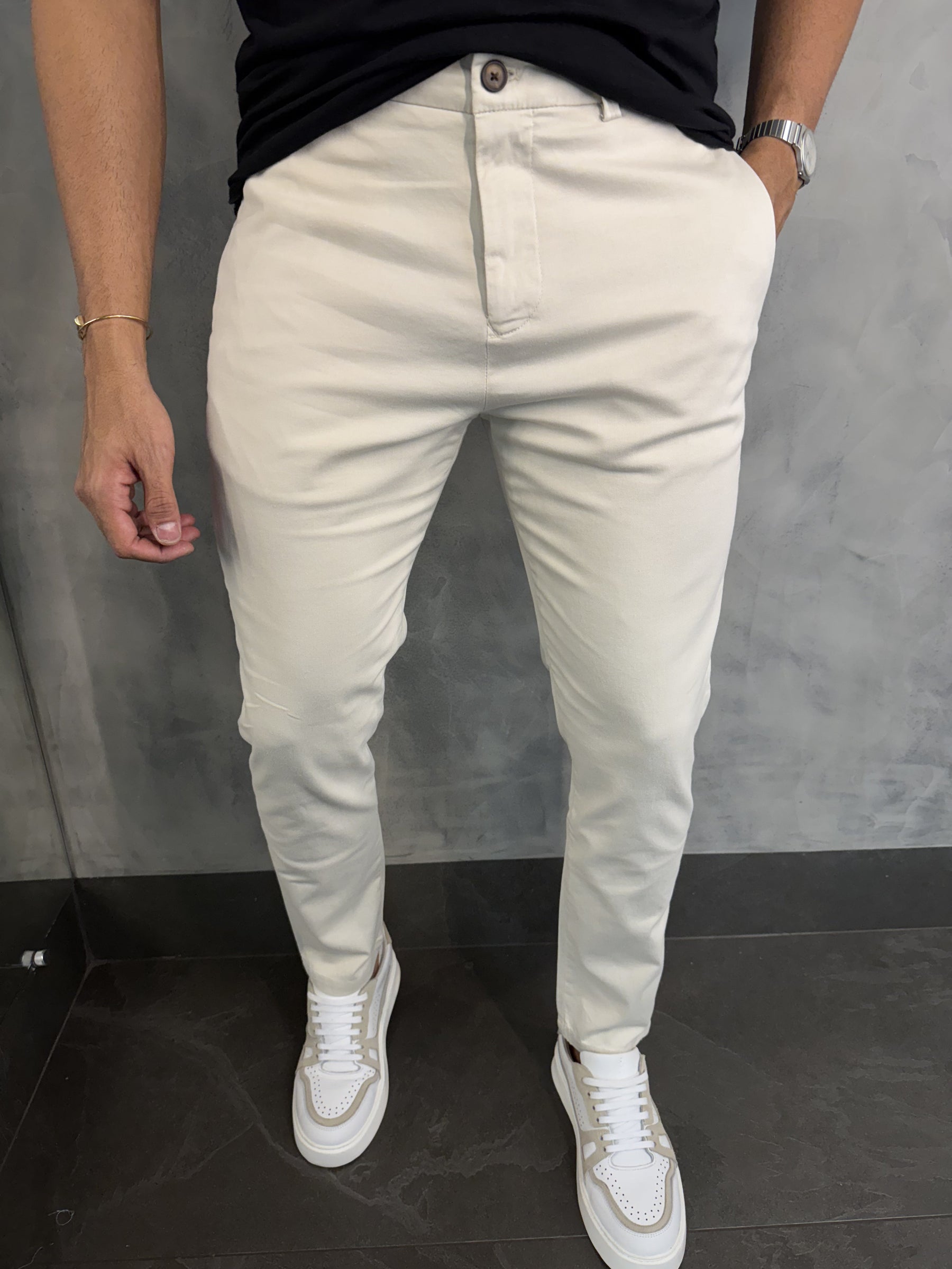 Calça Alf. Sarja Skinny Stretch Bolso Zíper Barezy
