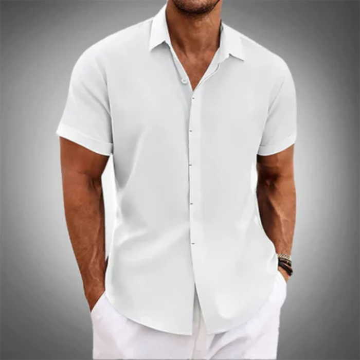 Camisa De Linho Manga Curta Masculina
