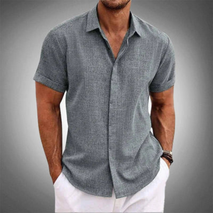 Camisa De Linho Manga Curta Masculina