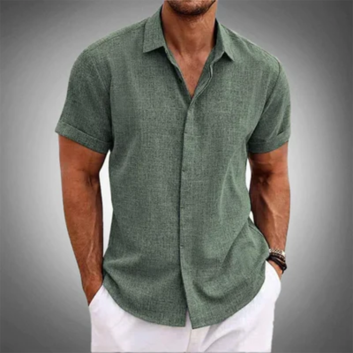 Camisa De Linho Manga Curta Masculina